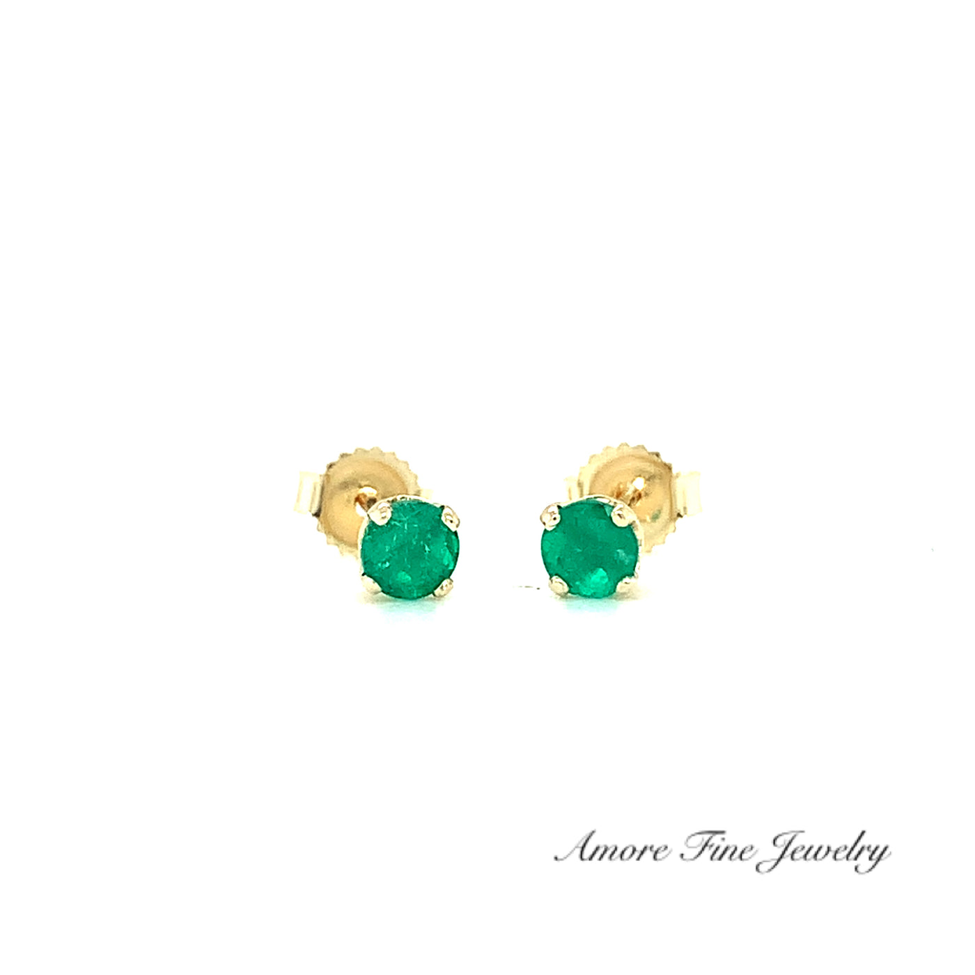 Yellow Gold Emerald Stud Earrings
