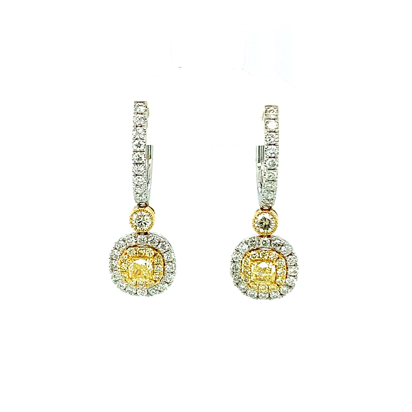 Yellow & White Diamond Hoop/Dangle Earrings