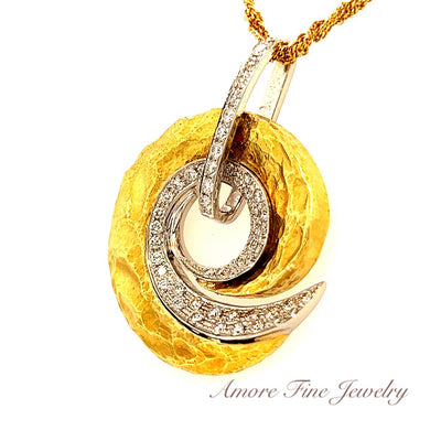 Cherie Dori Diamond E Necklace in 18kt Yellow Gold