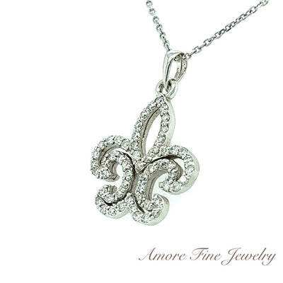 Fleur de lis Diamond Necklace With .57 Carat of Diamonds