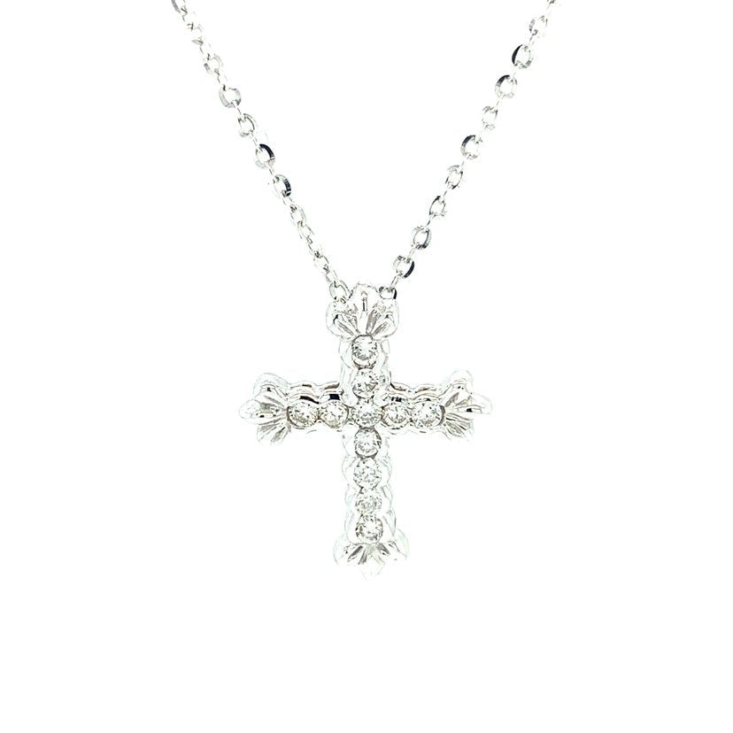 Diamond Fleur de lis Cross