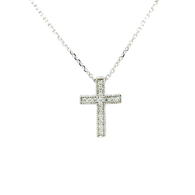 White Gold Beaded Diamond Cross