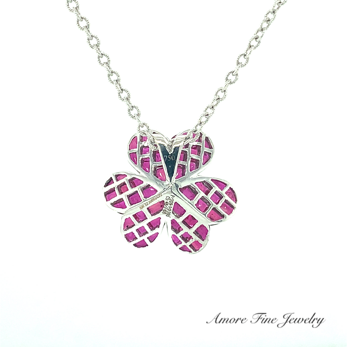 Invisible Set Ruby Flower Pendant
