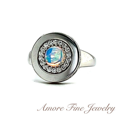 Round Ethiopian Opal & Diamond Ring