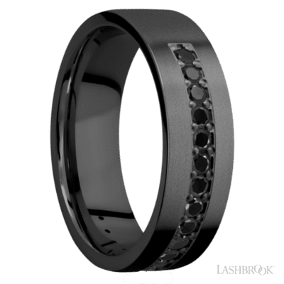 LashBrook Designs Black Diamond Zirconium Men's Wedding Band