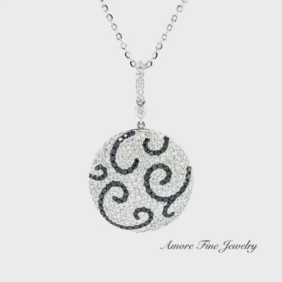 Black & White Diamond Circle Necklace In 18kt White Gold